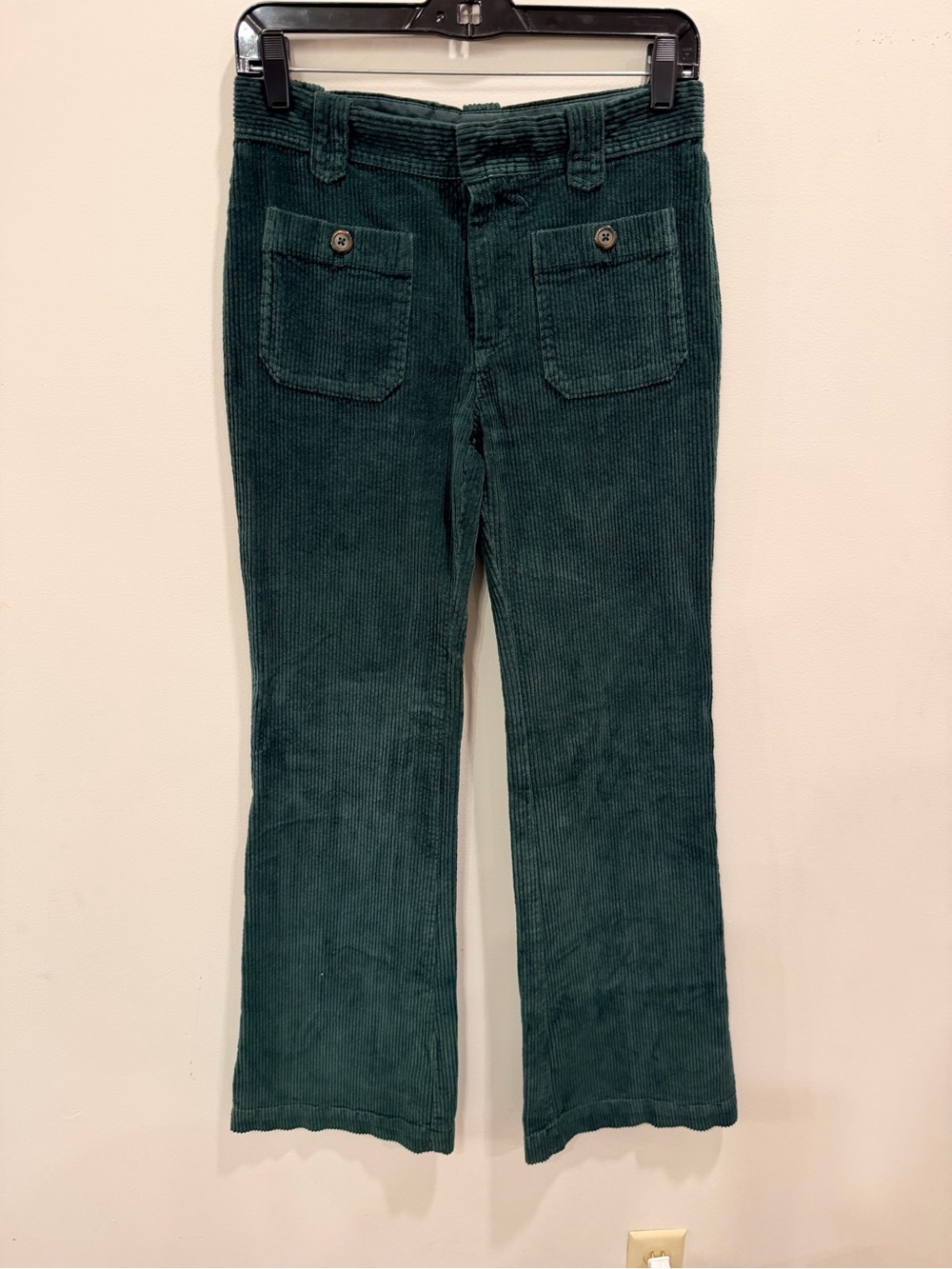 Free People Dark Green Corduroy Wide-Leg Jeans